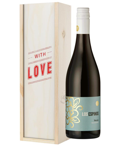 Merlot Red Wine Valentines With Love Special Gift Box