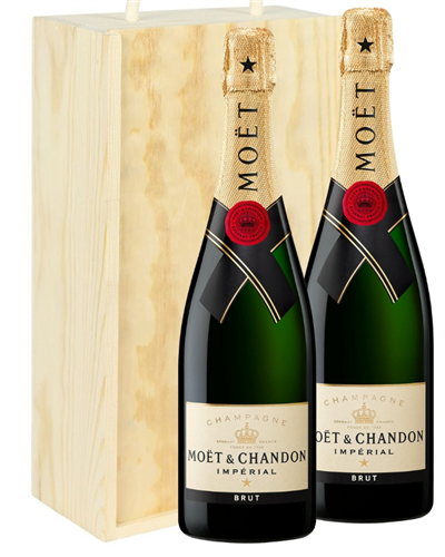 Moet & Chandon Two Bottle Champagne Gift in Wooden Box