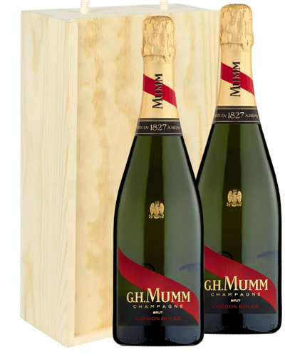 Mumm Two Bottle Champagne Gift in Wooden Box