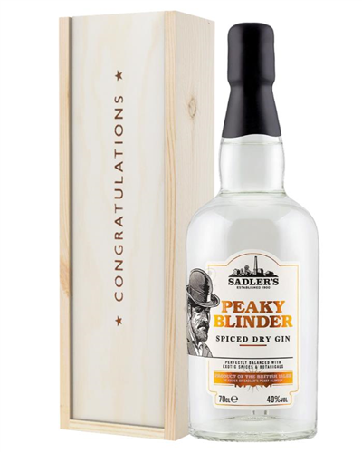 Peaky Blinder Spiced Dry Gin Congratulations Gift In Wooden Box