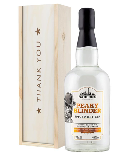 Peaky Blinder Spiced Dry Gin Thank You Gift In Wooden Box