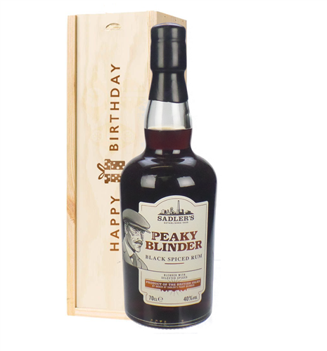 Peaky Blinder Spiced Rum Birthday Gift In Wooden Box
