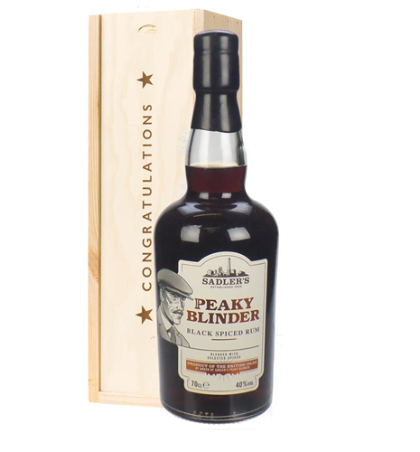 Peaky Blinder Spiced Rum Congratulations Gift In Wooden Box