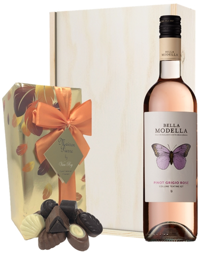 Pinot Grigio Rose and Chocolate Gift Set