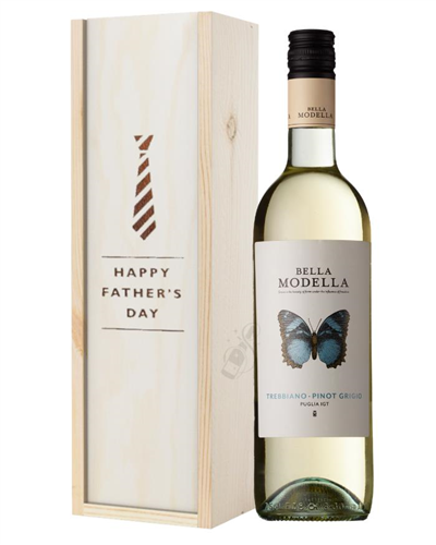 Pinot Grigio White Wine Fathers Day Gift In Wooden Box
