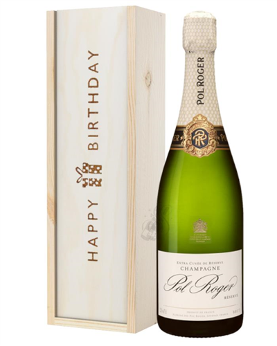 Pol Roger Champagne Birthday Gift In Wooden Box