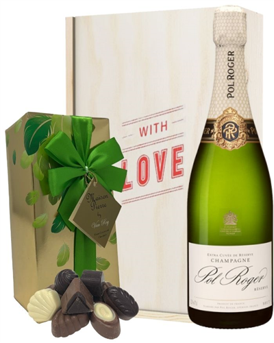 Pol Roger Valentines Champagne and Chocolates Gift Box