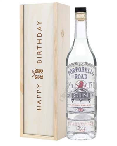 Portobello Road Gin Birthday Gift In Wooden Box