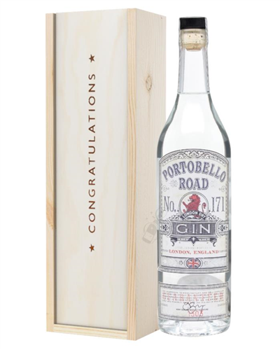 Portobello Road Gin Congratulations Gift In Wooden Box