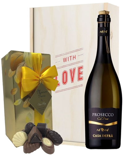 Prosecco and Chocolates Casa Defra Frizzante Valentines Gift