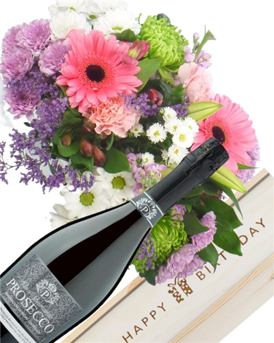 Prosecco and Flowers Birthday Gift