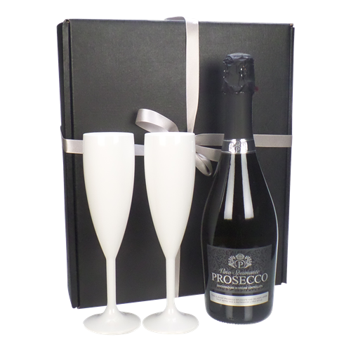 Prosecco And White Flutes Gift Box