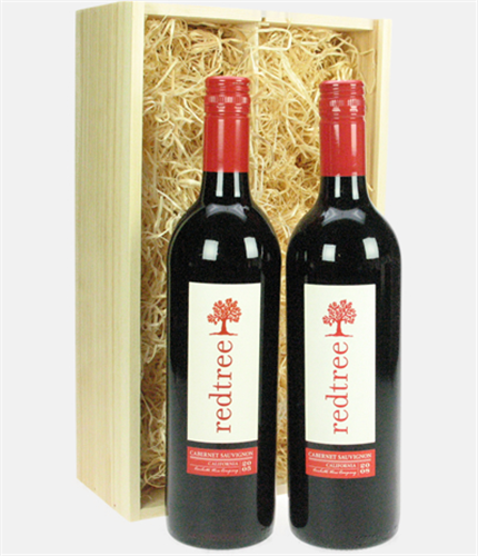 Red Tree Cabernet Sauvignon Two Bottle Wine Gift in Wooden Box
