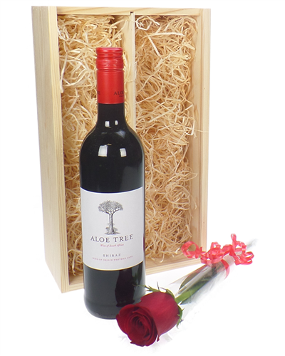 Red Wine And Rose Valentines Gift