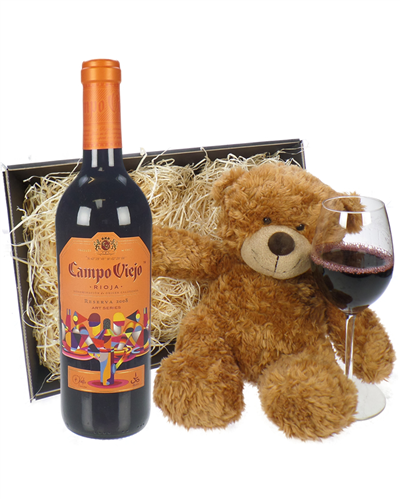 Rioja Reserva Wine and Teddy Bear Gift Basket