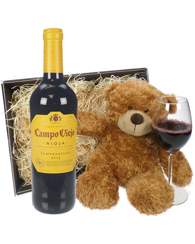 Rioja Tempranillo Wine and Teddy Bear Gift Basket