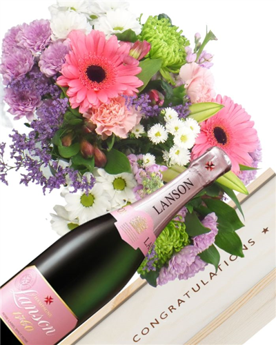 Rose Champagne And Flowers Congratulations Gift