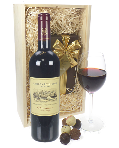Rupert & Rothschild Classique Wine and Chocolates Gift Set in Wooden Box
