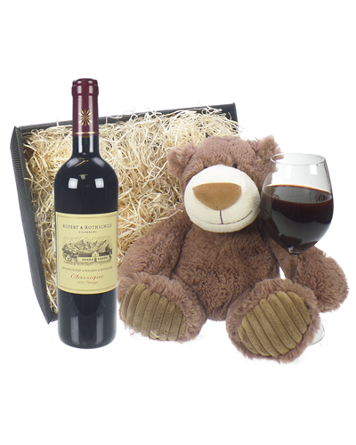 Rupert & Rothschild Classique Wine and Teddy Bear Gift Basket