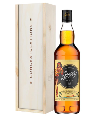 Sailor Jerry Rum Congratulations Gift In Wooden Box