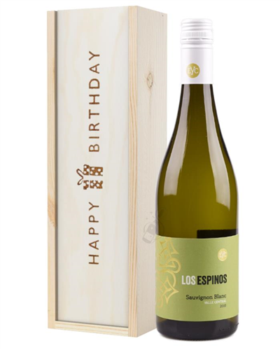 Sauvignon Blanc Chilean White Wine Birthday Gift In Wooden Box
