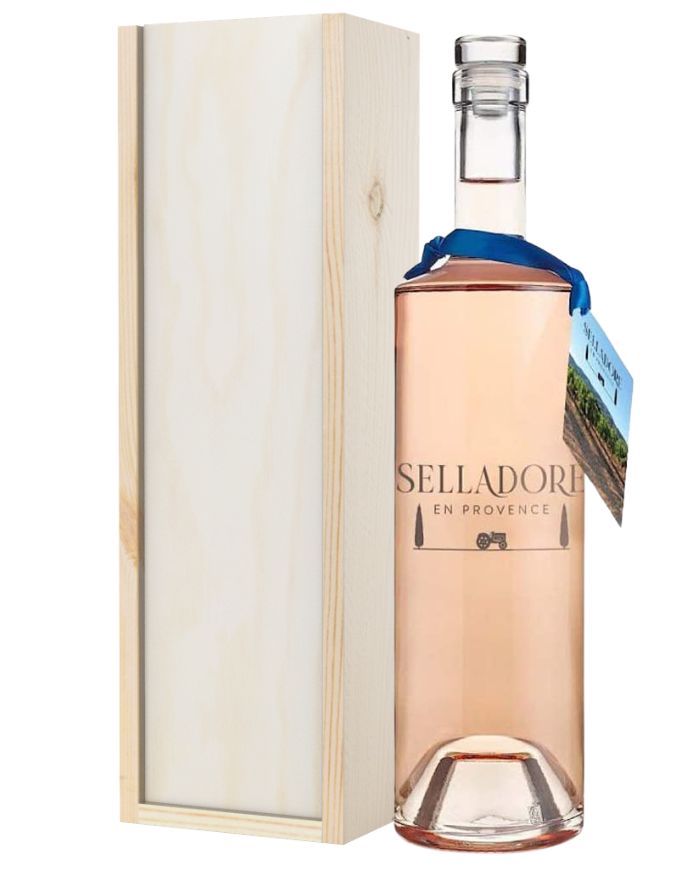 Selladore Rose Wine Gift in Wooden Box
