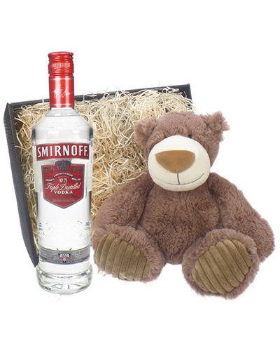 Smirnoff Vodka and Teddy Bear Gift Basket