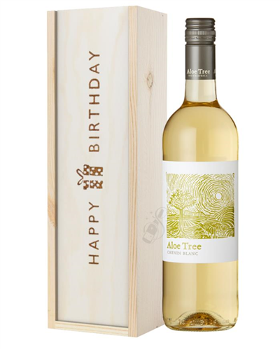 South African Chenin Blanc White Wine Birthday Gift In Wooden Box