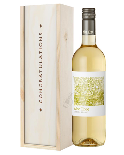 South African Chenin Blanc White Wine Congratulations Gift In Wooden Box