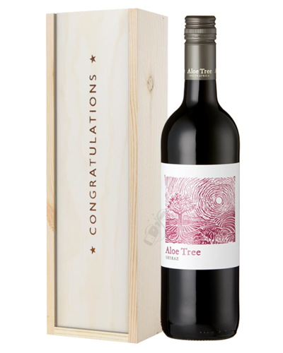 South African Shiraz Red Wine Congratulations Gift In Wooden Box