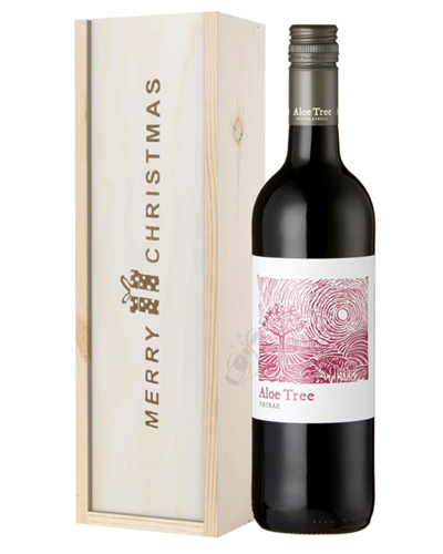 South African Shiraz Red Wine Single Bottle Christmas Gift In Wooden Box
