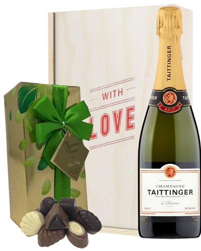 Taittinger Valentines Champagne and Chocolates Gift Box