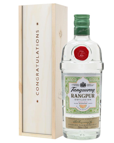 Tanqueray Rangpur Gin Congratulations Gift In Wooden Box