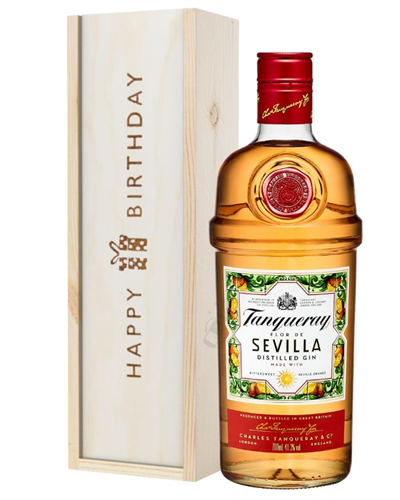 Tanqueray Sevilla Gin Birthday Gift In Wooden Box