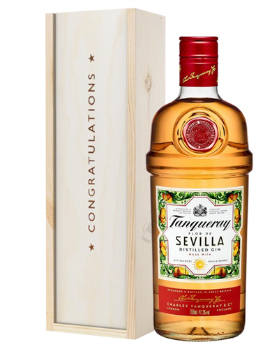 Tanqueray Sevilla Gin Congratulations Gift In Wooden Box