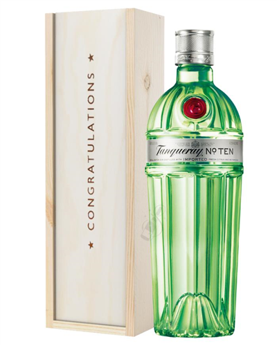 Tanqueray Ten Gin Congratulations Gift In Wooden Box