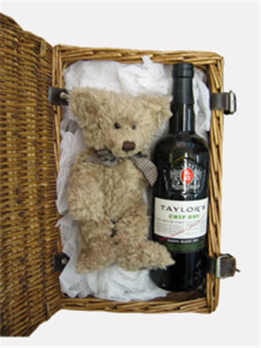 Taylors Chip Dry White Port and Teddy Bear Gift Basket
