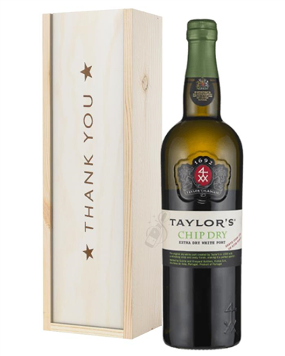 Taylors Chip Dry White Port Thank You Gift In Wooden Box