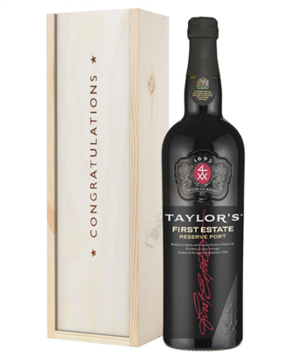 Taylors First Reserve Port Congratulations Gift In Wooden Box