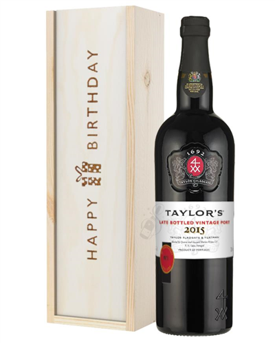 Taylors Late Bottled Vintage Port Birthday Gift In Wooden Box
