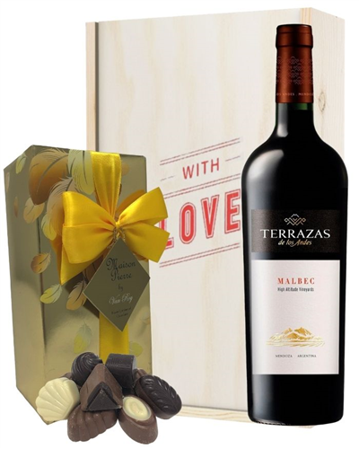 Terrazas Reserva Malbec Valentines Wine and Chocolate Gift Box