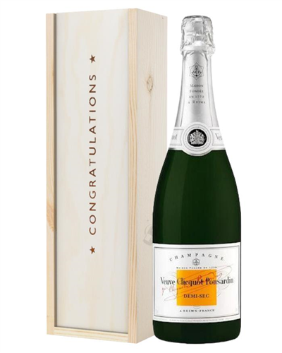 Veuve Clicquot Demi Sec Champagne Congratulations Gift In Wooden Box
