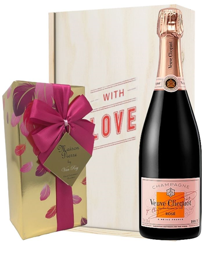 Veuve Clicquot Rose Valentines Champagne and Chocolates Gift Box