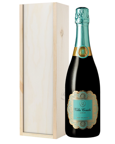 Villa Conchi Cava Sparkling Wine Gift in Wooden Box