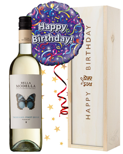 White Wine and Balloon Birthday Gift