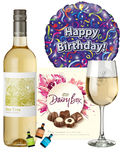 White Wine And Chocolates Birthday Gift