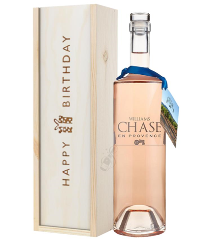 Williams Chase Rose Wine Birthday Gift In Wooden Box