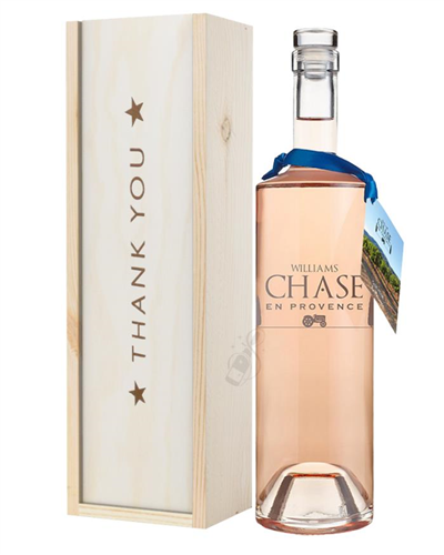 Williams Chase Rose Wine Thank You Gift In Wooden Box